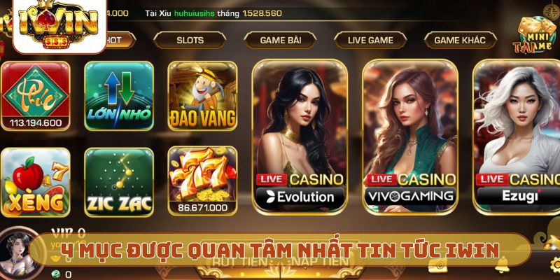 4 mục được quan tâm nhất tin tức IWIN